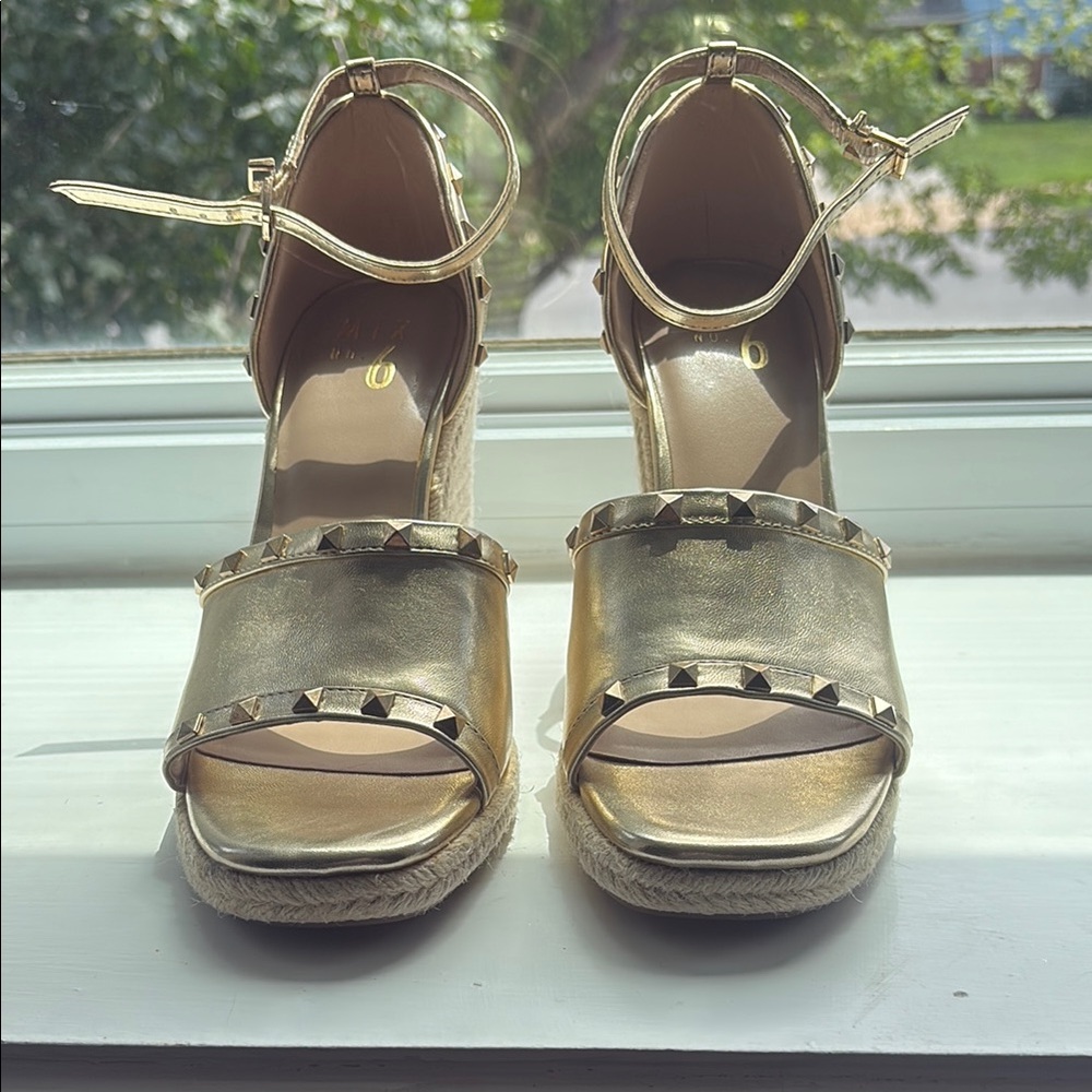 Mix No. 6 Gold Wedge Shoes with Metallic Accents
